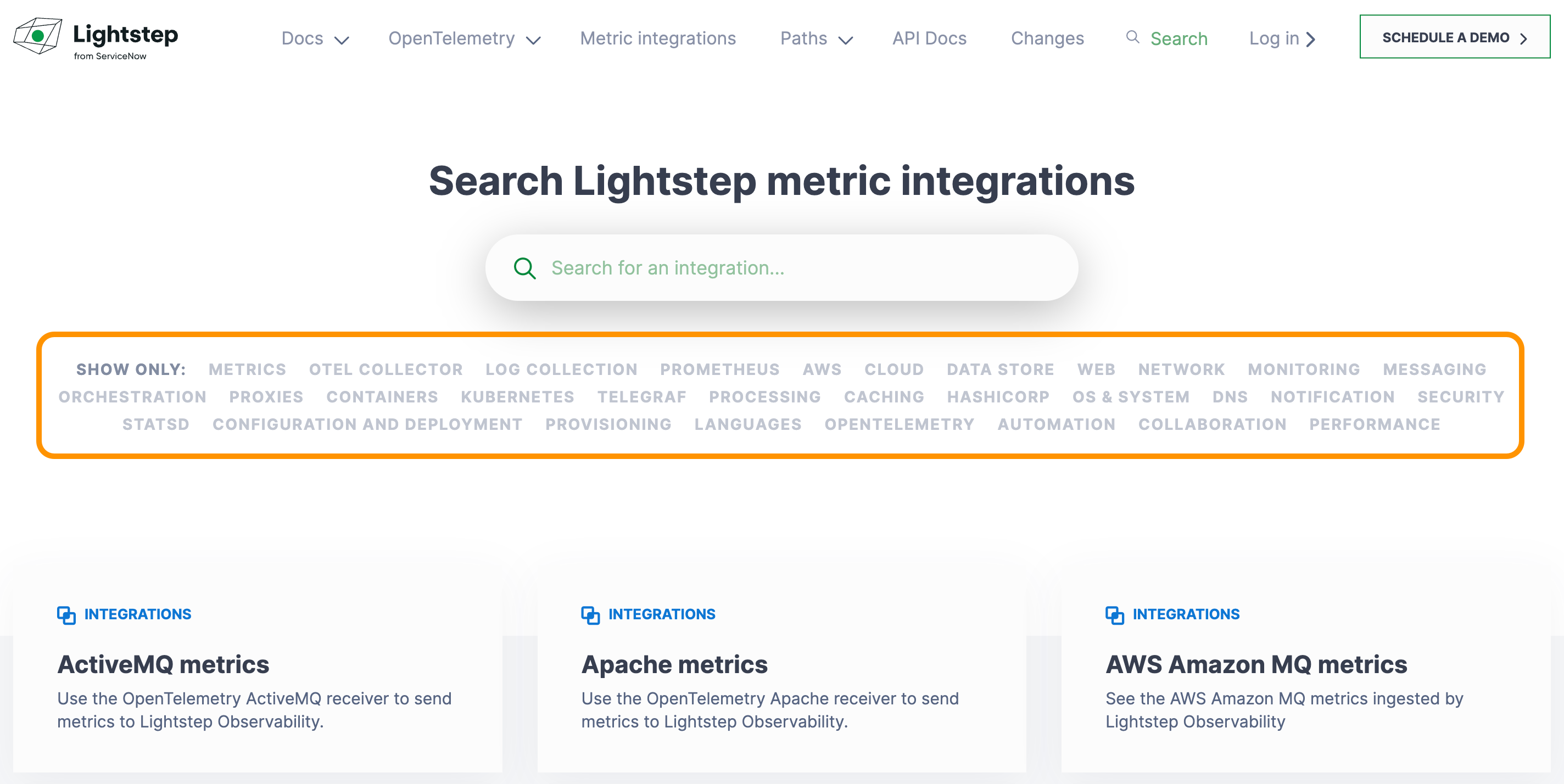 Use filters to find integrations