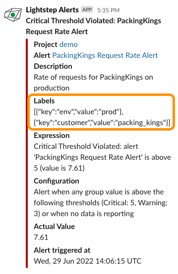 Use labels to tag dashboards and alerts