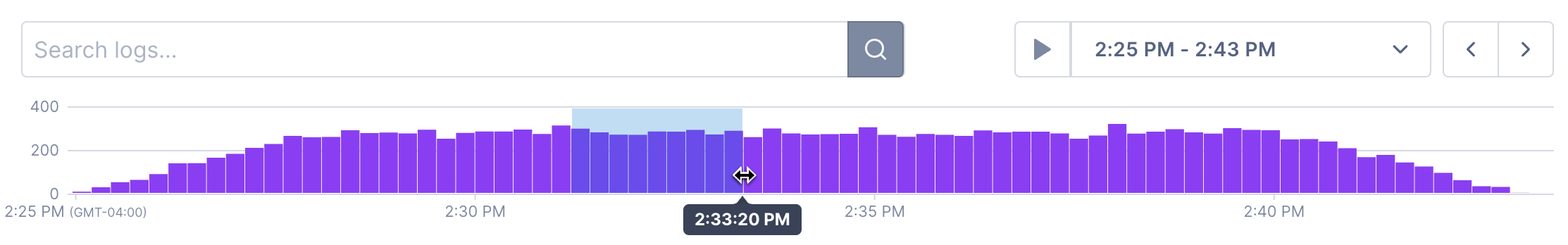 Click and drag to select time ranges