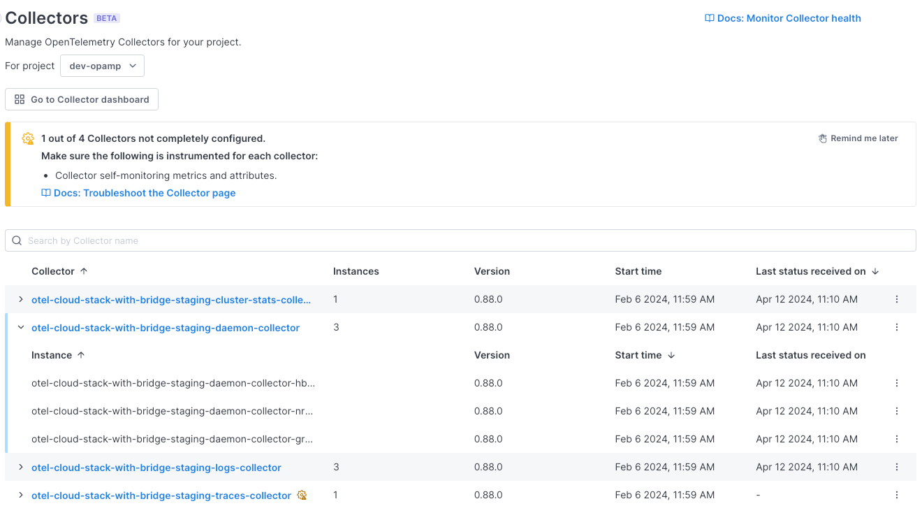Collector configuration