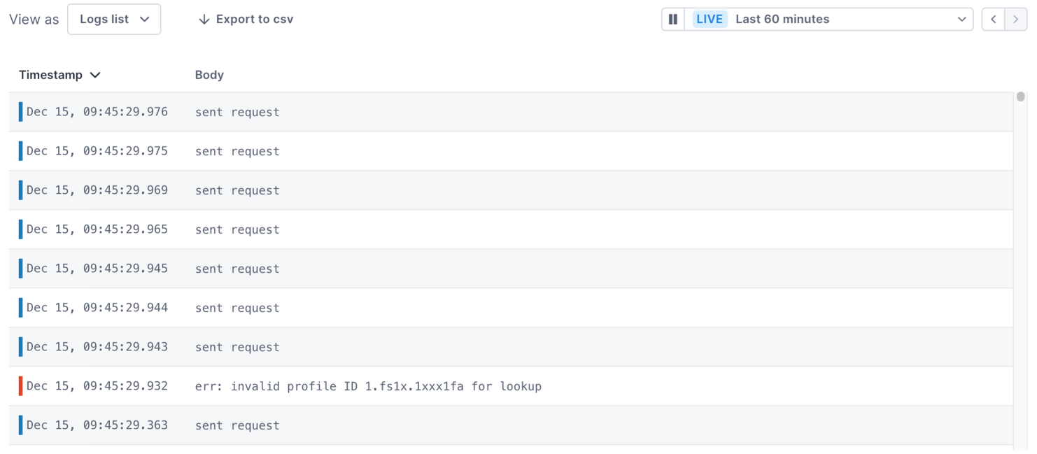 Logs list