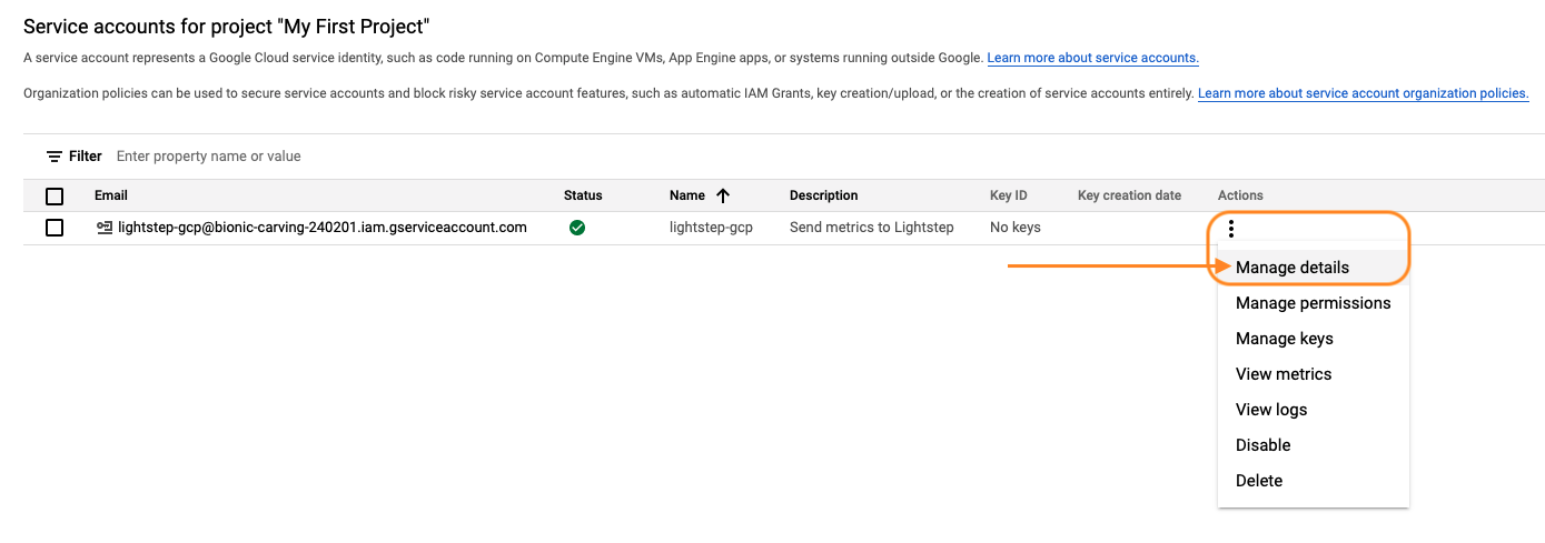 GCM Manage Details