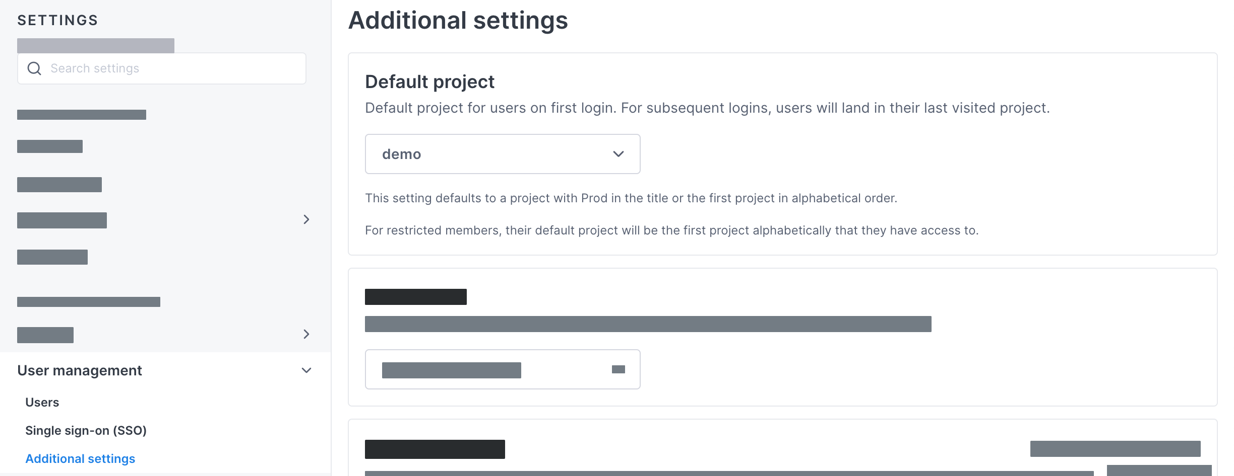 Set the default project for new users