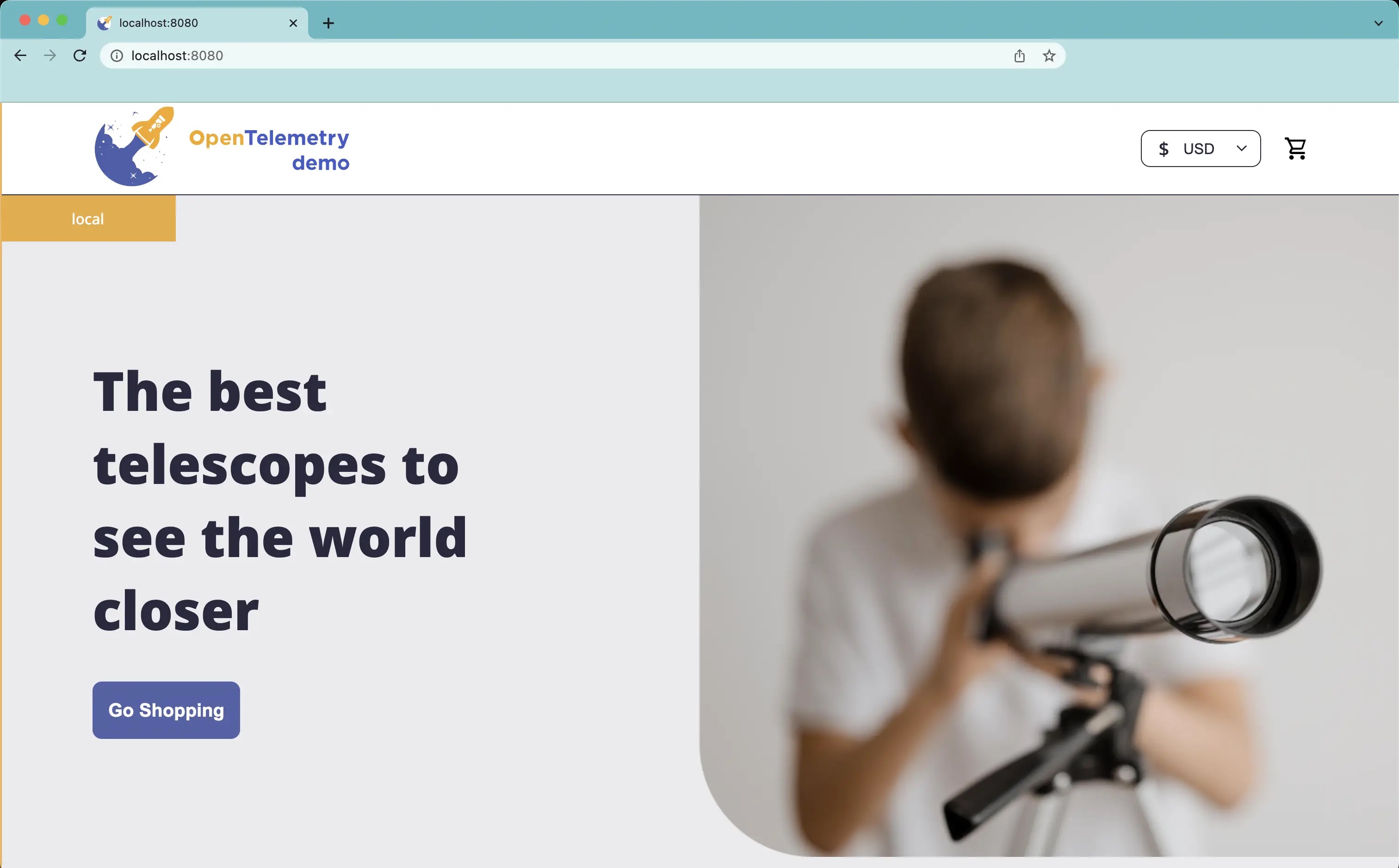 OTel's demo app sells telescopes.