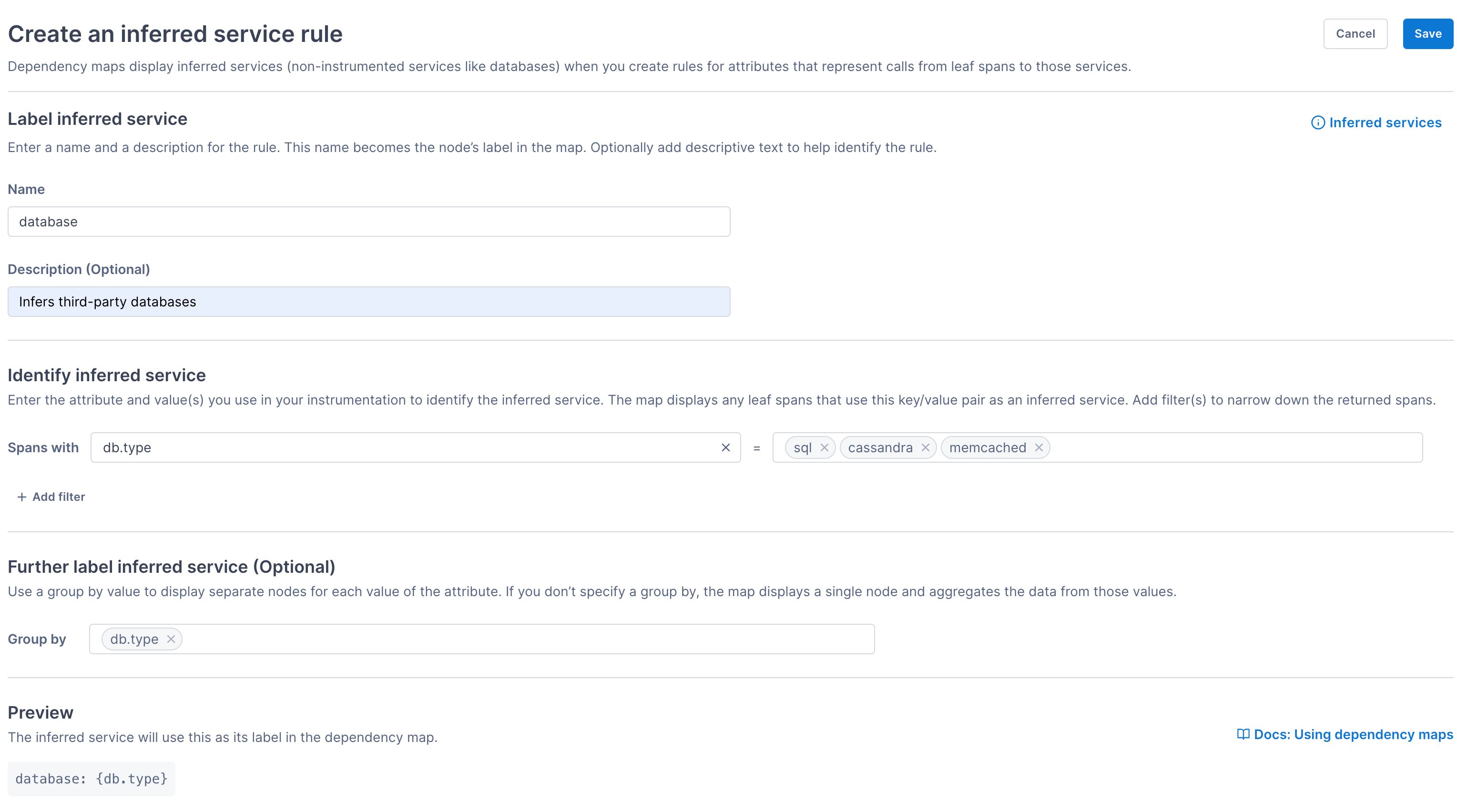 Create inferred service rule